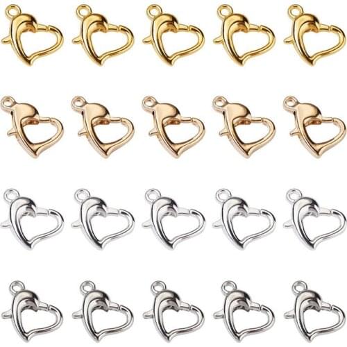 100Pcs Alloy Lobster Clasps Hooks Connector Heart Mixed Color for Bracelet Necklace Chain DIY Jewelry Making Findings Supplies