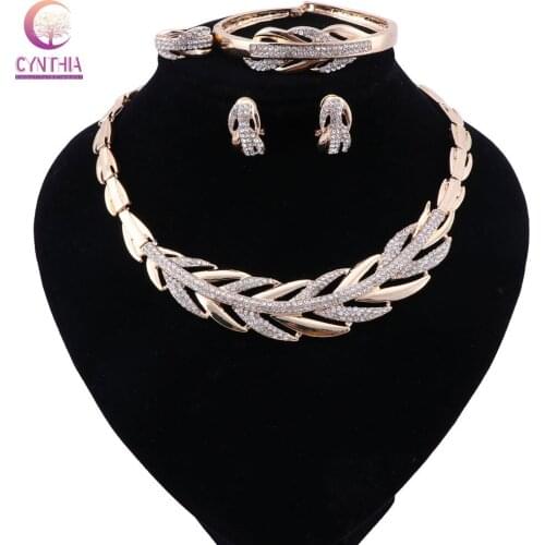 CYNTHIA Fashion Women Jewelry Set Indian Gold Color African Beads Jewelry Set Nigerian Wedding Dubai Bridal Necklace Sets