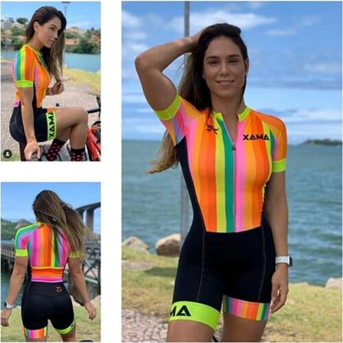 2020 Womens Triathlon Short Sleeve Cycling Jersey Sets Skinsuit Maillot Ropa Ciclismo Bicycle Jersey Bike Clothes Go Jumpsuit