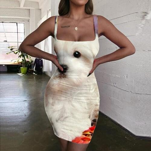 KYKU Christmas Dresses Women New Year Bodycon Dress Animal 3d Print Harajuku Vestido Sexy Womens Clothing Club Vintage