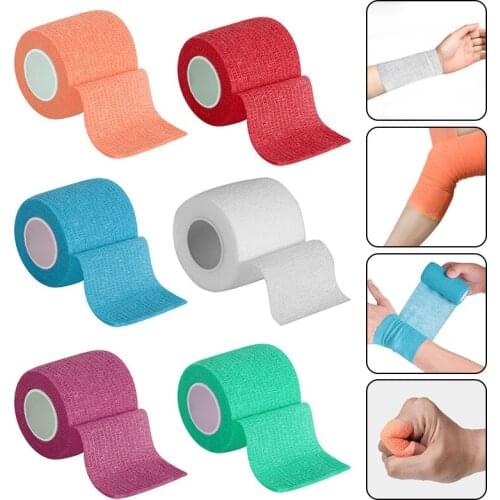 1Roll Gauze Medical Bandage Self-adhesive Breathable Elastic Bandage for Sports Fixing Finger Wrist Leg Ankle Arm Knee Skin Care
