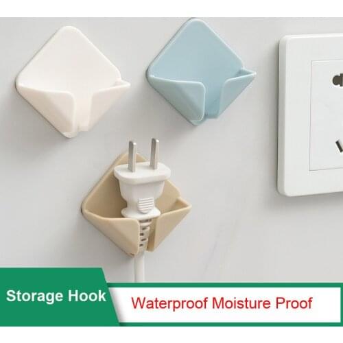 2pcs/lot Nail-free Power Cord Storage Rack Wall Storage Hooks Kitchen Plug Hook Adhesive Hooks Power Plug Socket Hanger Holder