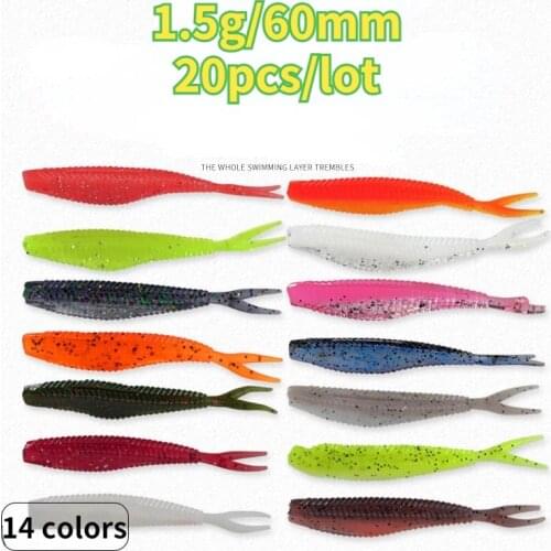 20pcs/lot Long shot soft worm bait Long shot catfish soft bait 1.5g/60mm
