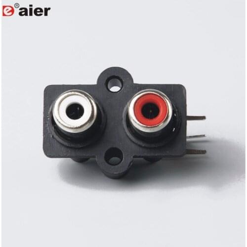 20PCS RCA Jack 2 Holes Female Connector AV2-8.4-7 PCB Mount AV Audio And Video Panel Jack Black and Red Hole Color