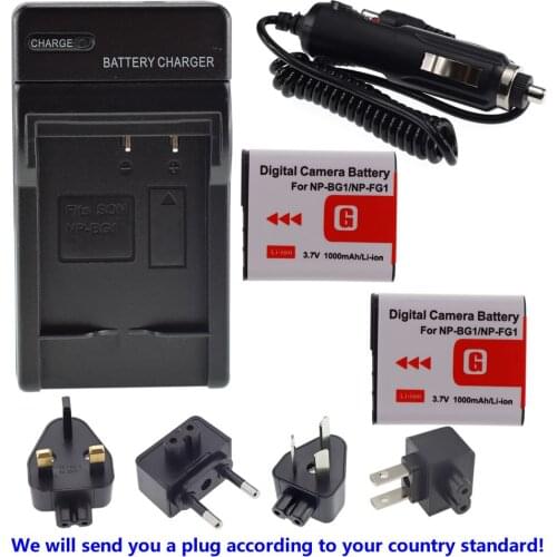 2x NP-BG1 Battery + Charger For Sony Cyber-shot DSC-H DSC-W DSC-N1 N2 DSC-T DSC-W
