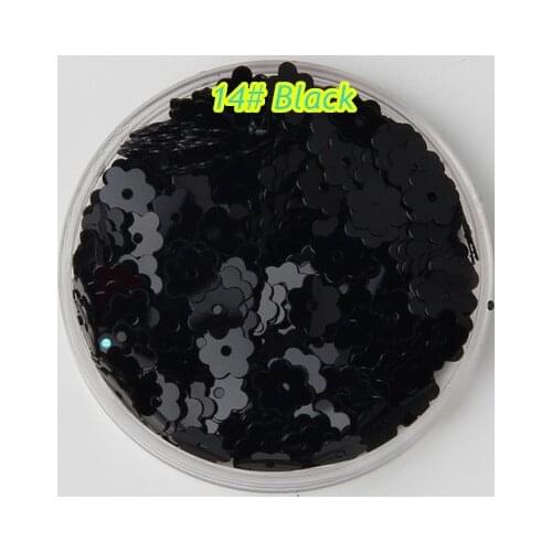 3000pcs/lot PVC Sequins 6mm Flower With 1 Center Hole Plum Blossom Flat Loose DIY Sewing Materials 14# Black Confetti