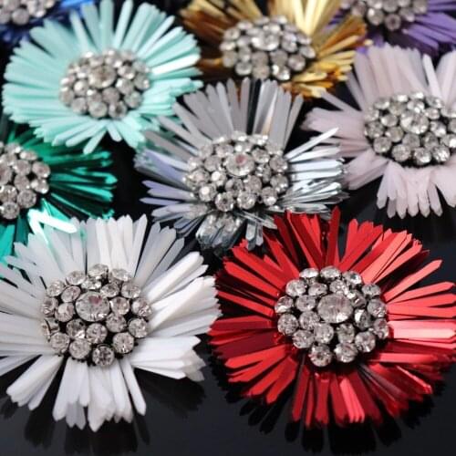 3D Sunflower Beaded Patches For Clothing Sequins Flower Appliques Rhinestone Sew On Decorative Patches