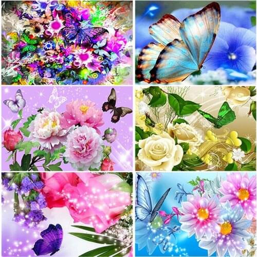 DIY 5D Diamond Painting Flower Butterfly Diamond Embroidery Cross Stitch Kits Animal Mosaic Full Round Rhinestone Wedding Decor
