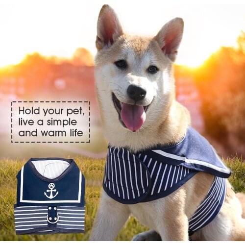 Free shipping Pet Harness Pothook Button Dog Clothes Puppy Dog Cat Navy Blue Vests Necklace traction Dog Leash