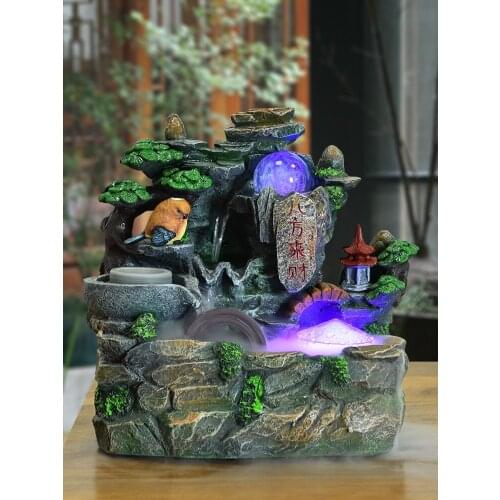 Living room rockery water fountain fish tank tabletop bonsai trinkets Fengshui rotation dribbling interior decoration