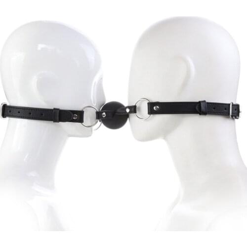 Black Solid Mouth Ball Dual Strap Design Couple Bundled Flirting Oral Gag Toys BDSM Bondage Restraints