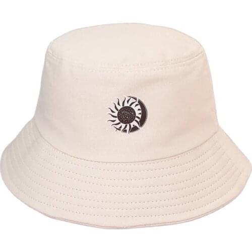 LDSLYJR Cotton new style fashion joker sun moon Bucket Hat Fisherman Hat outdoor travel hat Sun Cap Hats for men and Women 298