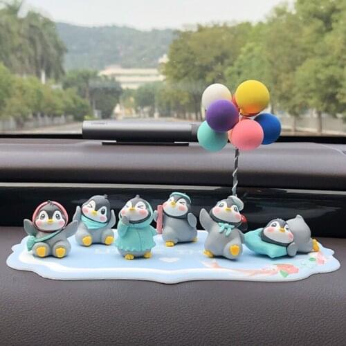 Cute cartoon penguin animal doll car interior supplies car decoration home party desktop cake accessories resin crafts gifts