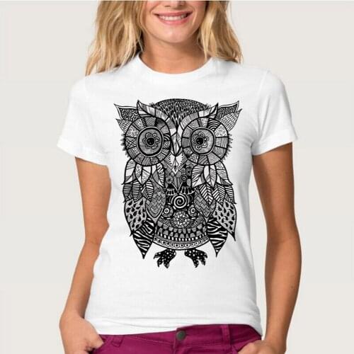 Cool Dog Police Dept Design Women T Shirt Zentangle Owl Print T-shirt Novelty Short Sleeve Tee Pug Printed Bad Dog Shirts