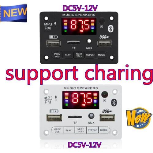 5V 12V Bluetooth 5.0 MP3 Decoding Board Module Wireless Car USB MP3 Player TF Card Slot USB FM with Microphone Handsfree control