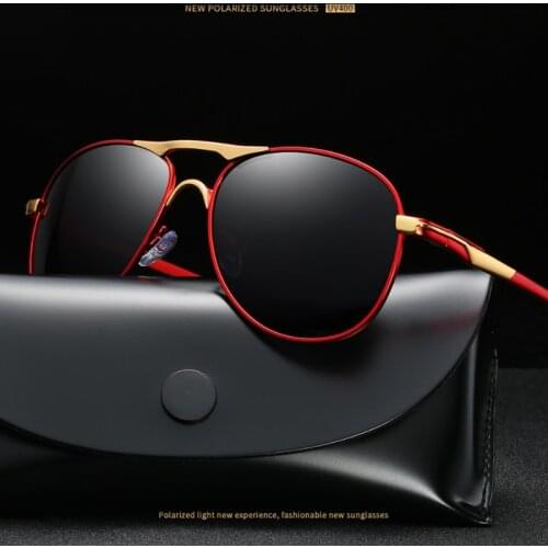 Retro polarized mens sunglasses pilot goggles
