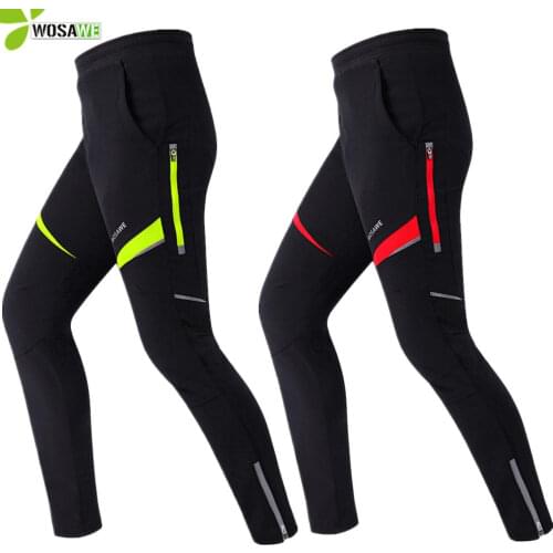 WOSAWE MTB Bike Cycling Pants Men Winter Windproof Bicycle Trousers Thermal Sportswear Male Cycle Reflective Sports Run Pants