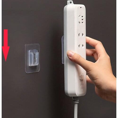 Double Sided Wall Adhesive Hook Paste Sucker Plug Socket Holder Storage Plug Fixing Organize Waterproof Reusable