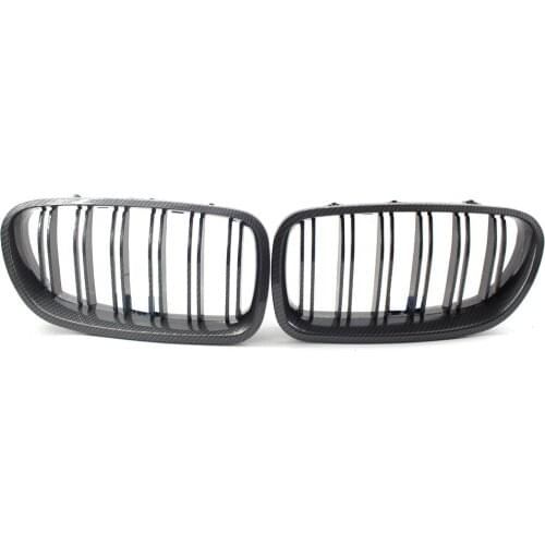 Pair of Carbon Fiber Printed Dual Slat Front Grille Sedan for BMW F10 F18 10-15