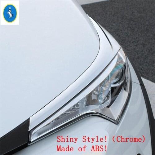Yimaautotrims Front Head Lights Lamp Eyelid Eyebrow Cover Trim For Toyota C-HR CHR 2016 - 2020 ABS Carbon Fiber Auto Accessory