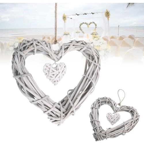 DIY Wicker Wreath Wicker Hanging Hearts Wreath for Wedding Birthday Party Wall Hanging Decorations
