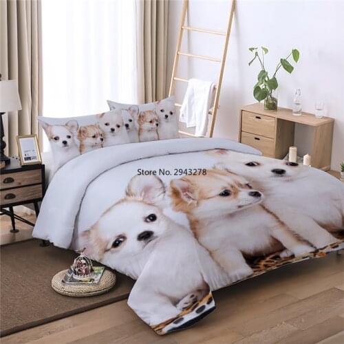 3D Bed Linens Cute Dog Pet Printed Single Double Duvet Cover Set Twin Full Queen King Size Bedding Set for Kid Boy Girl Home Bed