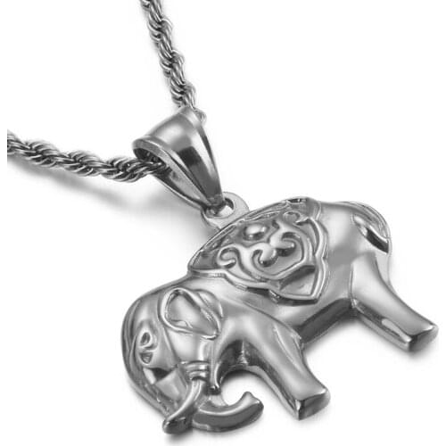 Titanium Steel Elephant Pendant Vintage Elephant Male Pendant Handmade Stainless Steel Jewelry Accessories