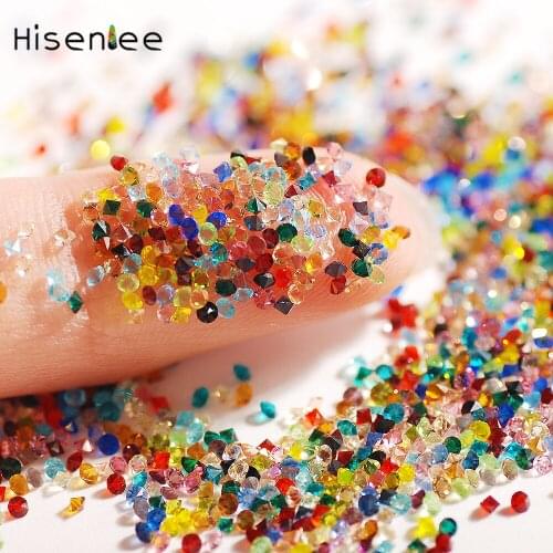 High quality 2880pcs never fades 1.1mm 23 colors crystal zircon elf glass rhinestone 3D charm DIY nail art decoration
