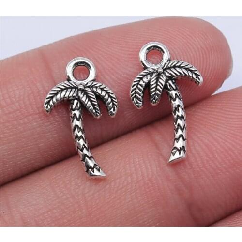 WYSIWYG 20pcs 17x10mm Antique Silver Color Coconut Tree Charms Pendant For Jewelry Making DIY Jewelry Findings