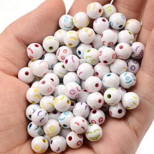 8mm Funny Expression Round Loose Acrylic Beads for DIY Bracelets Necklaces Jewelry Making Plastic Bead