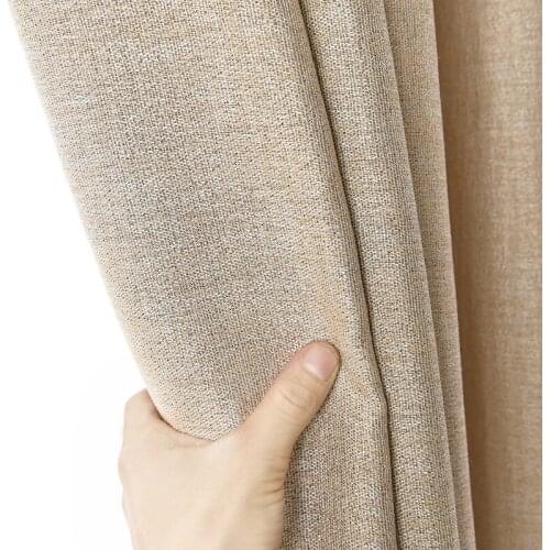 High Shading Curtains for Living Room Custom Modern Linen Solid Color Thick Curtain Bedroom Cotton Fabric Cortinas