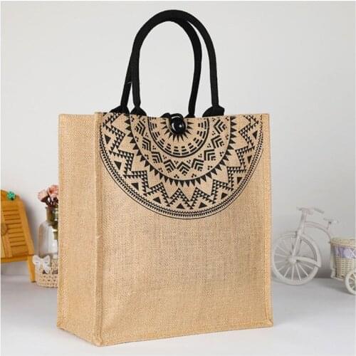 2019 Fashion Womens Ladies Linen Tote Beach Satchel School Bags Luxury Female Shopping bags Foldable Tote Bag