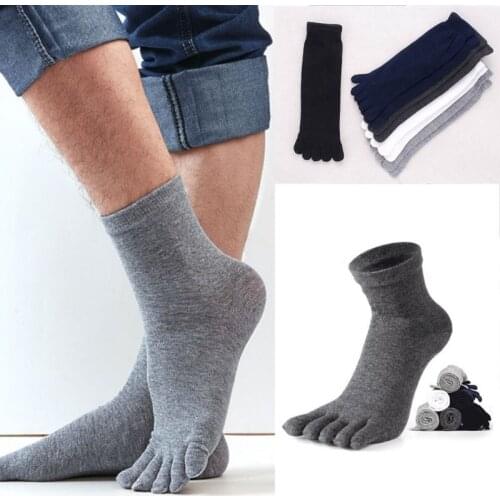 Women Spring Autumn Five Finger Long Tube Socks Simple Solid Color Soft Casual Breathable Toe Separated Cotton Hosiery Gift