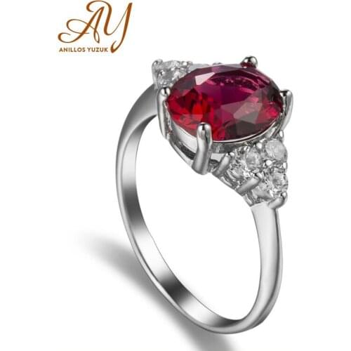 Anillos Yuzuk 925 Sterling Silver Jewelry Ring With Oval Cut AAAAA Royal Red Zircon For Women Top Qualtiy Wholesale Jewelry