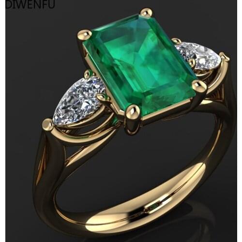 Emerald Yellow Gold Jewelry Green Rings for Women Diamant Bizuteria Anillos De Pure Emerald Gemstone Gold Ring Gift for Loves