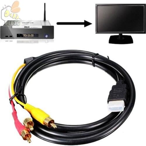 1.5M 5Ft HDMI-compatibleTo 3 RCA Male to Female 1080P Video Audio AV Adapter Cable For HDTV 300 PCS
