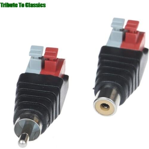 1pc x Speaker Wire A/V Cable To Audio Male Female RCA Connector Press Plug Terminal