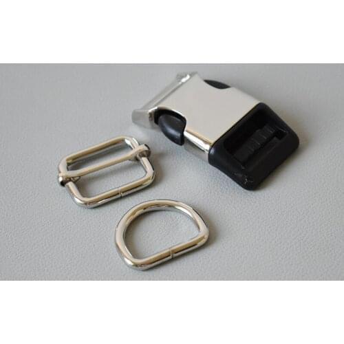 10 set 25mm pulling buckle Metal release buckles D rings sliders for cat dog collar adjustable buckles DIY sewing accessories