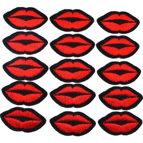 10pcs Lips Embroidered patches for clothing DIY patches iron on thermo sticker sewing fabric appliques Decoration