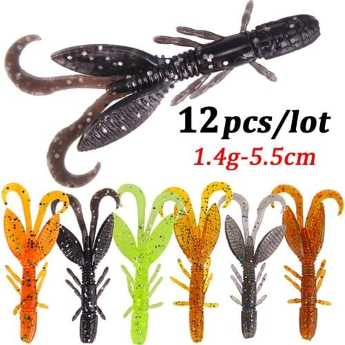 12pcs/lot Silicone Soft Shrimp Fishing Lures Shiner Fish Larvae Bait Artificial Worm Lure Wobblers Sinking Swimbait Fishing