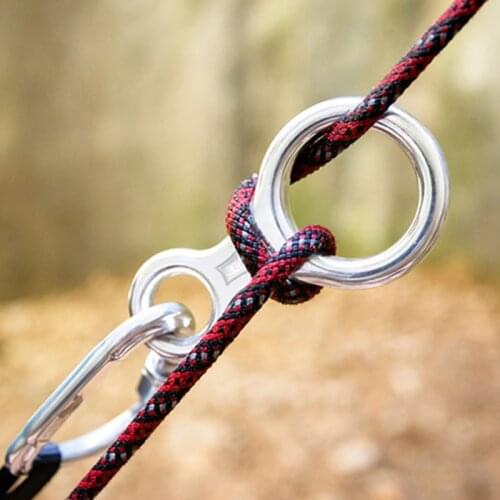 14.6*7.5cm 8 Word 35KN Climbing Ring Rope Descender Gear Belay Device Downhill Eight Rings Outdoor Camping Equipment
