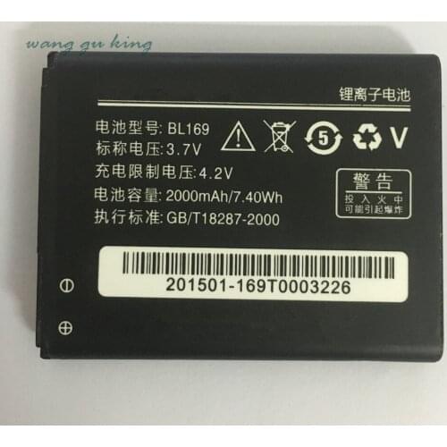 3.7V 2000mAh BL169 For Lenovo S560 A789 P70 P800 Battery