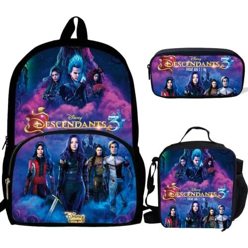 Disney School Bag Descendants 3 Printing School Backpack For Teenagers Boys Girls Student Travel Book Bag Schoolbags 3PCS Set