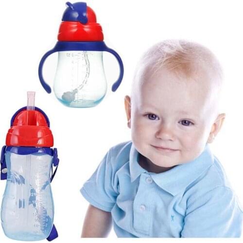 330ML Plastic Straw Cup Childrens Feeding Cup Portable Kid Water Bottle Learn Drinking Sippy Cup with Rope Milk Bottle BPA Free