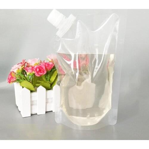 4Pcs Reusable 500g/1kg/1.5kg/2kg Transparent Spout Bag Plastic Liquid Storage Bottle Pouch Drink Sealed Packaging Bag