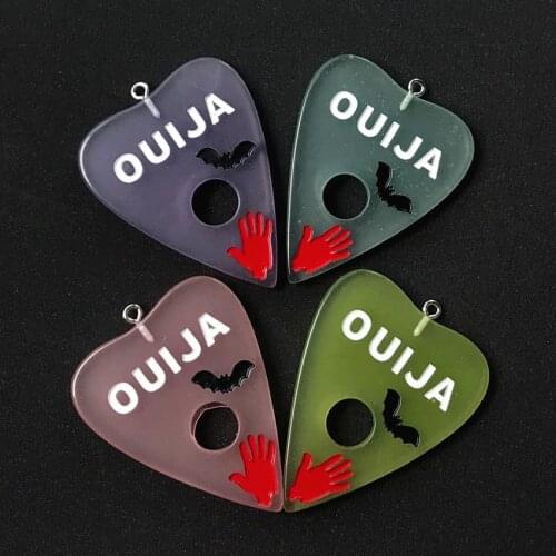 6 pcs 47*39mm Ouija board planchette charms Flat back resin cabochons Necklace pendant for DIY decoration Game board
