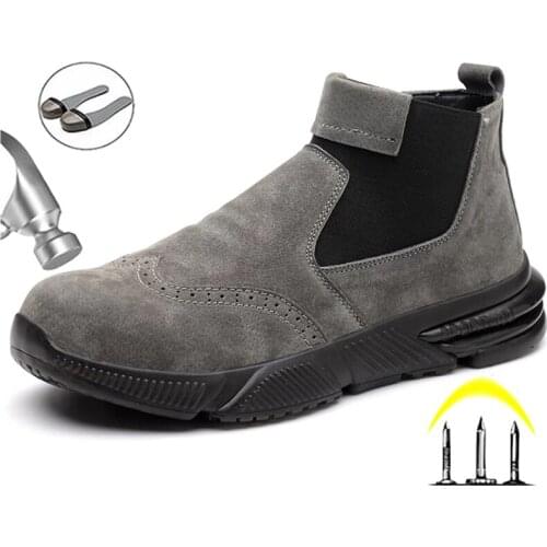 New Male Work Woman Shoes Anti-puncture Safety Boots Indestructible Safety Chelsea Boots Work Welder Shoes Men Steel Toe Shoes