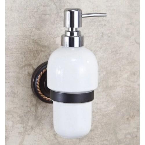 Black Oil Rubbed Brass Bathroom and Kitchen Ceramic bottle liquid Soap Dispenser Wall Mounted Soap dispensers Holder rack mba218