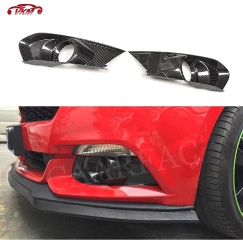 Carbon Fiber Front Fog Lamp Frame Decoration Covers for Ford Mustang 2015 2016 2017 Foglight Trim Stickers