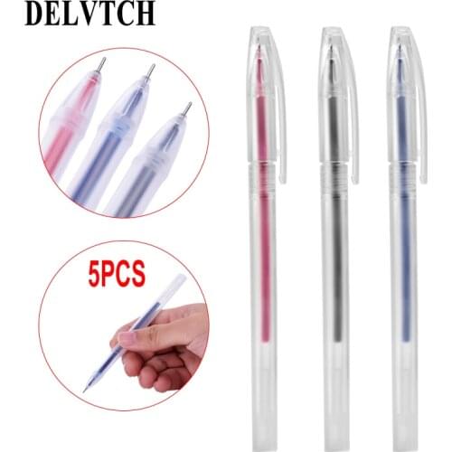 DELVTCH 0.5mm 5pcs/set Transparent Rod Gel Pen 20pcs/set Black/Blue/Red Replaceable Refill For Office School Stationery